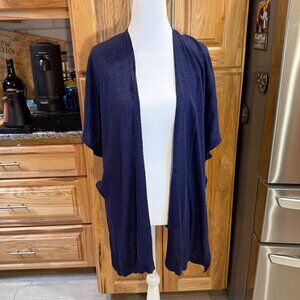 Lilly Pulitzer Myra Cardigan L/XL True Navy 100% Linen NWT